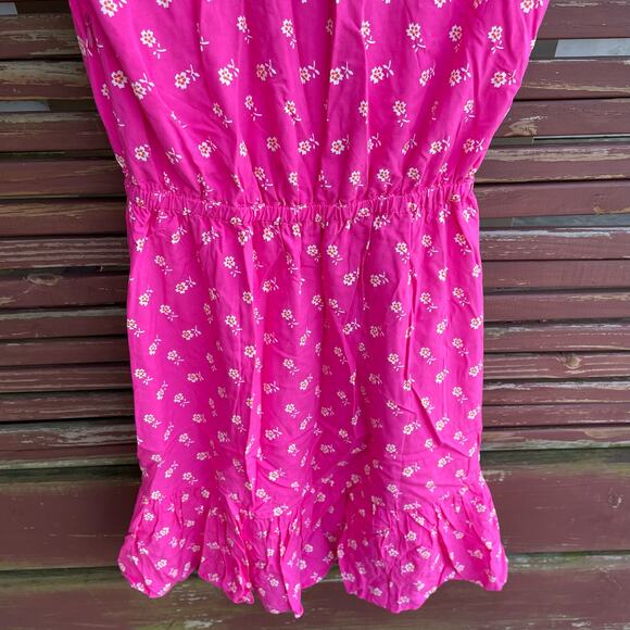 J. Crew Dress V-Neck Ruffle Mini Floral Faux Wrap Cap Sleeve Pink Size 00 NWT - Picture 7 of 9